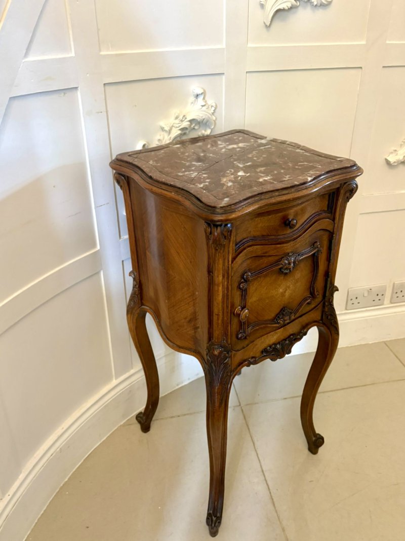 Antique Victorian Quality Carved Walnut French Bedside Cabinet - Image 3